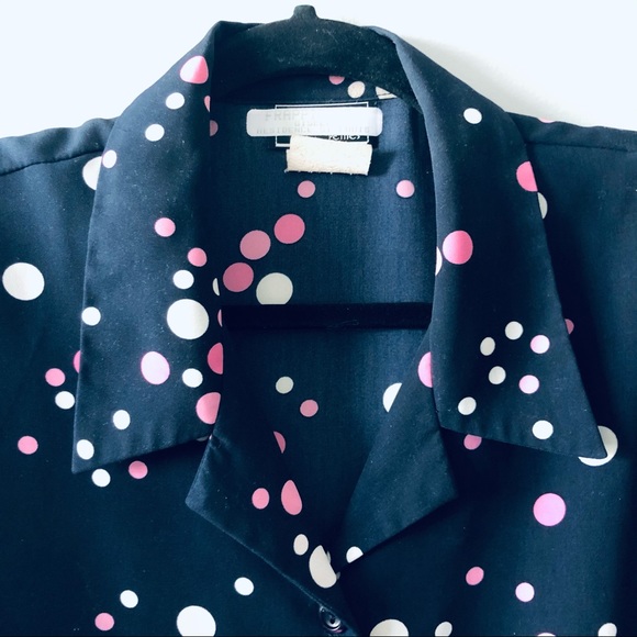 Vintage Polka Dot Button Down with Shoulder Pads - Picture 3 of 3